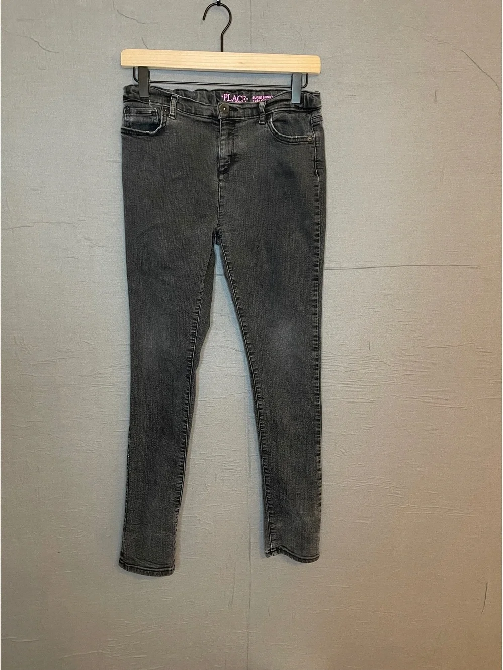 The Children's Place Girls Size 16 Grey Super Skinny Jeans Adjustable Waist